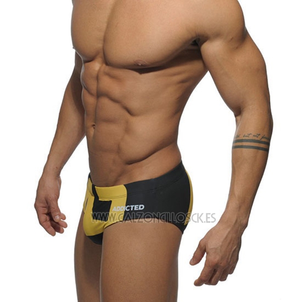 Slip Natacion Addicted Hombre Negro Amarillo 